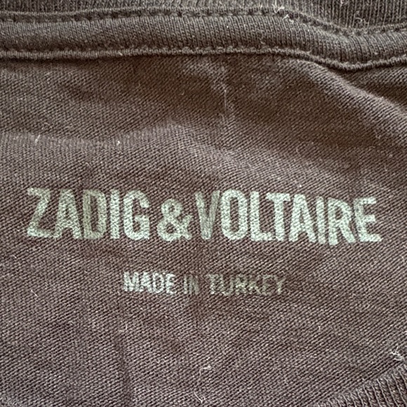 Zadig & Voltaire Black Tee with Red Heart sparkly crystals Graphic - Picture 4 of 6